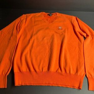 Vibrant Orange V-Neck Sweater for Men, Small, VA Cavaliers Logo